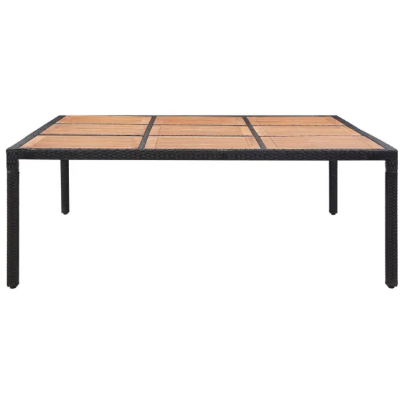 Masă Grădină 200x200 cm - Poliratan și Lemn Acacia - Negru