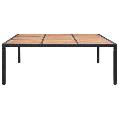 Masă Grădină 200x200 cm - Poliratan și Lemn Acacia - Negru