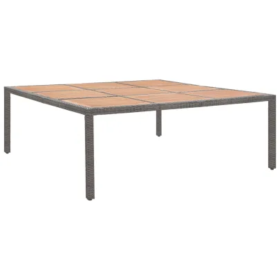 Masă Grădină Gri 200x200 cm Poliratan Lemn Acacia | Livrare Gratuită