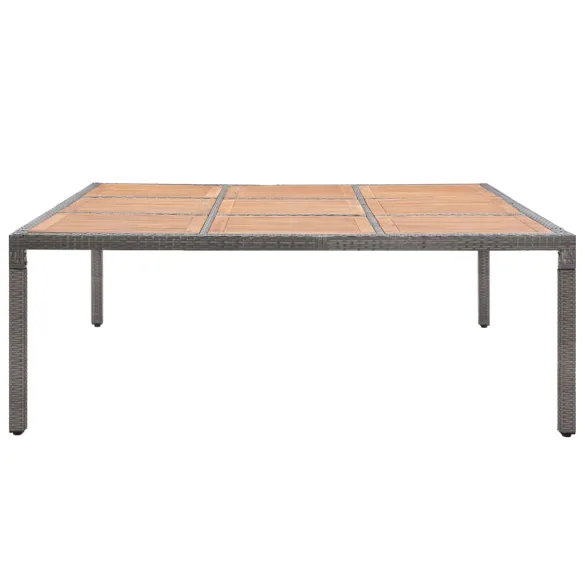 Masă Grădină Gri 200x200 cm Poliratan Lemn Acacia | Livrare Gratuită