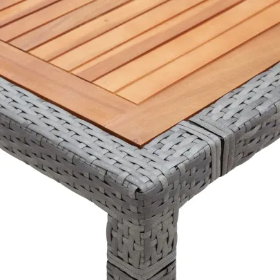 Masă Grădină Gri 200x200 cm Poliratan Lemn Acacia | Livrare Gratuită