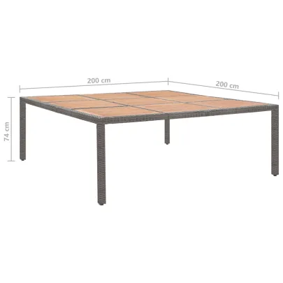 Masă Grădină Gri 200x200 cm Poliratan Lemn Acacia | Livrare Gratuită