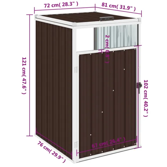 Magazie Pubelă Maro Oțel | Rezistentă la Intemperii | Livrare Gratuită