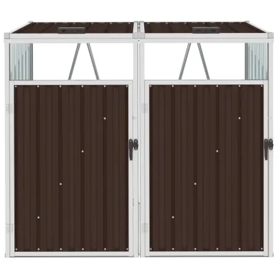 Magazie Pubele Dublă Maro - Oțel Rezistent - Livrare Gratuită