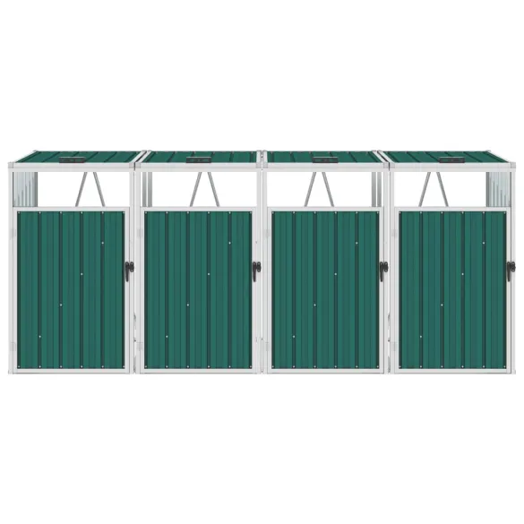 Magazie Pubele 4 Compartimente Verde - Oțel | Livrare Gratuită