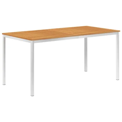 Masă Grădină Lemn Acacia 160x80cm | Oțel Inoxidabil