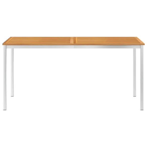 Masă Grădină Lemn Acacia 160x80cm | Oțel Inoxidabil