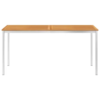 Masă Grădină Lemn Acacia 160x80cm | Oțel Inoxidabil