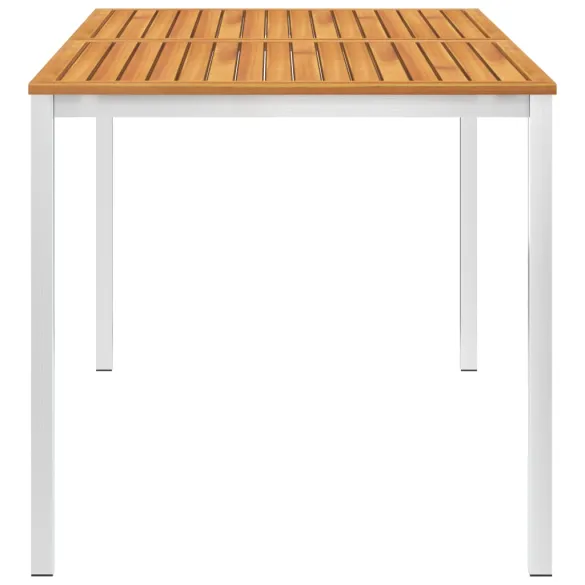 Masă Grădină Lemn Acacia 160x80cm | Oțel Inoxidabil
