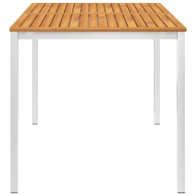 Masă Grădină Lemn Acacia 160x80cm | Oțel Inoxidabil
