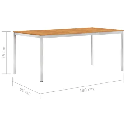 Masă Grădină Lemn Acacia 180x90 cm - Oțel Inoxidabil