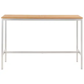 Masă de Bar Exterior - Lemn Tec și Oțel Inoxidabil 160x60cm 2
