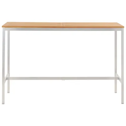 Masă de Bar Exterior - Lemn Tec și Oțel Inoxidabil 160x60cm