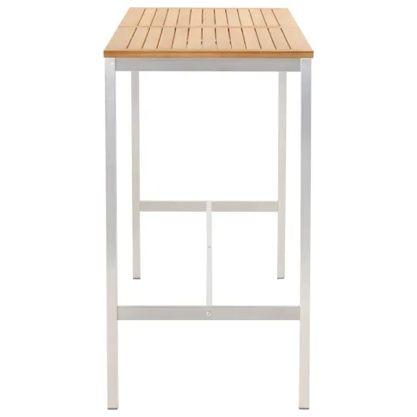 Masă de Bar Exterior - Lemn Tec și Oțel Inoxidabil 160x60cm