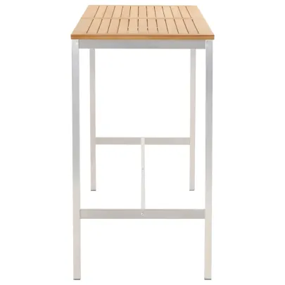 Masă de Bar Exterior - Lemn Tec și Oțel Inoxidabil 160x60cm