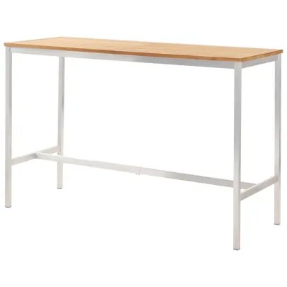 Masă de Bar Exterior - Lemn Tec și Oțel Inoxidabil 160x60cm