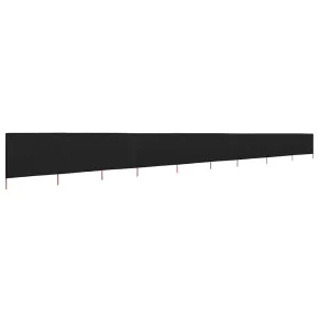 Paravan Anti-Vânt 9 Panouri Negru - 1200x80 cm | Livrare Gratuită 2