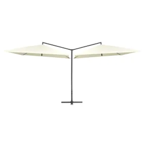 Umbrelă Dublă de Soare - Oțel Alb - Protecție UV 2