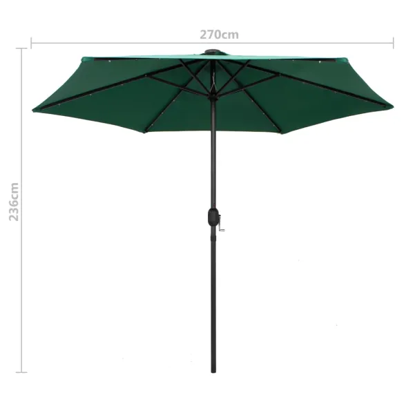 Umbrelă de soare cu LED-uri solar - 270 cm - Livrare gratuită