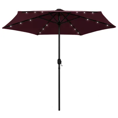 Umbrelă de soare cu LED-uri solare - 270 cm - Bordo