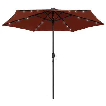 Umbrelă de soare cu LED-uri și panou solar - 270 cm