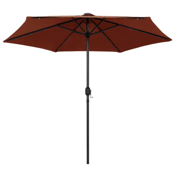 Umbrelă de soare cu LED-uri și panou solar - 270 cm
