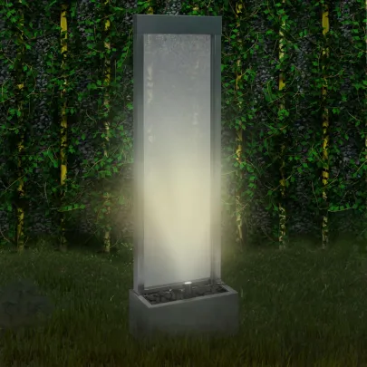 Fântână Grădină Argintiu - Oțel Inoxidabil cu LED | Livrare Gratuită