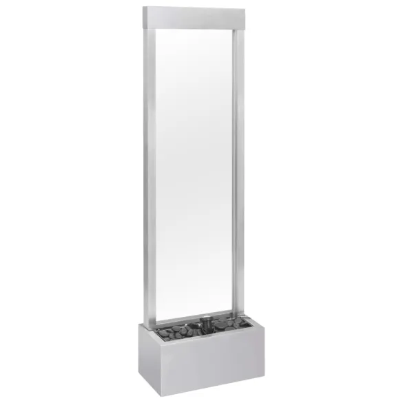 Fântână Grădină Argintiu - Oțel Inoxidabil cu LED | Livrare Gratuită