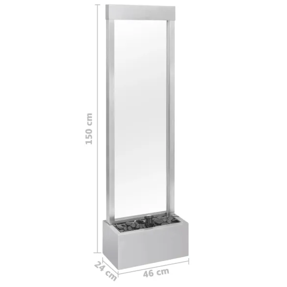 Fântână Grădină Argintiu - Oțel Inoxidabil cu LED | Livrare Gratuită