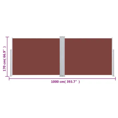 Copertină Laterală Retractabilă Maro - 170x1000 cm | Livrare Gratuită