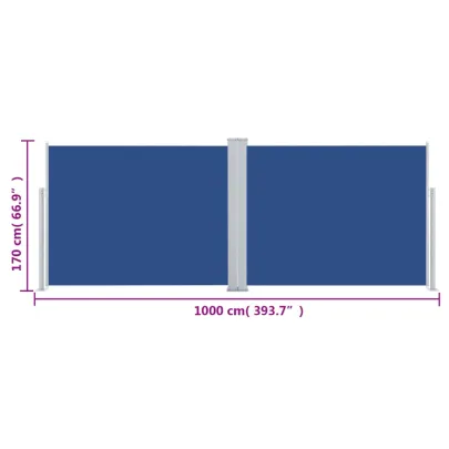 Copertină Laterală Retractabilă Albastră - 170x1000 cm