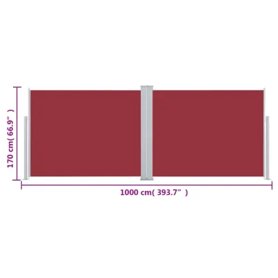 Copertină Laterală Retractabilă Roșie - 170x1000 cm