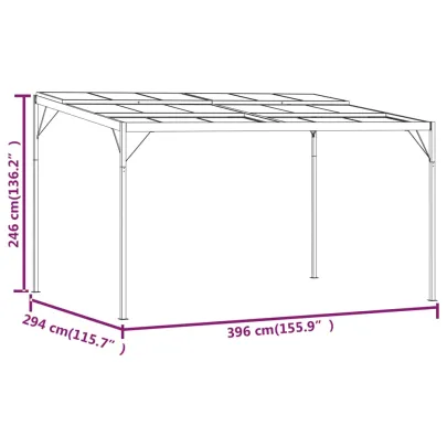 Pavilion Gradină Antracit 4x3m - Acoperiș Protectie UV
