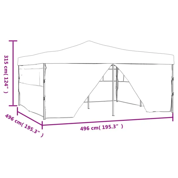 Pavilion Pliabil 5x5m cu Pereți Laterali Antracit