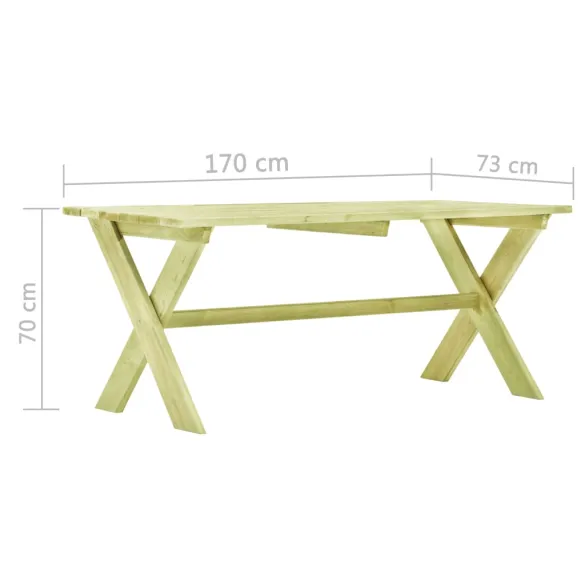 Masă Grădină Lemn Pin | 170x73x70 cm | Livrare Gratuită