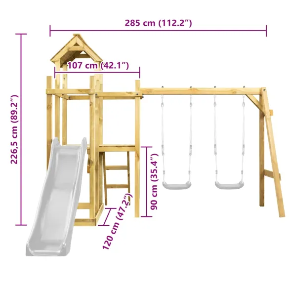 Turn de Joacă Lemn Pin Impregnat pentru Exterior