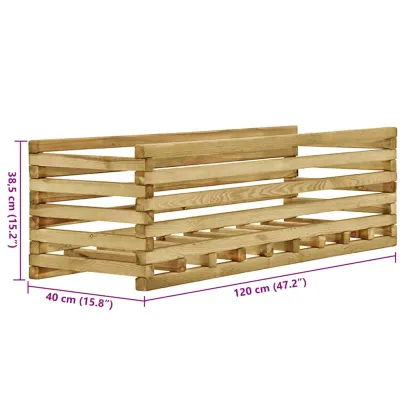 Strat Înălțat Grădină - Lemn Pin Rezistent 120x40x38.5 cm