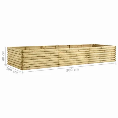 Strat Înălțat Grădină Lemn Pin 300x100x48 cm - Livrare Gratuită