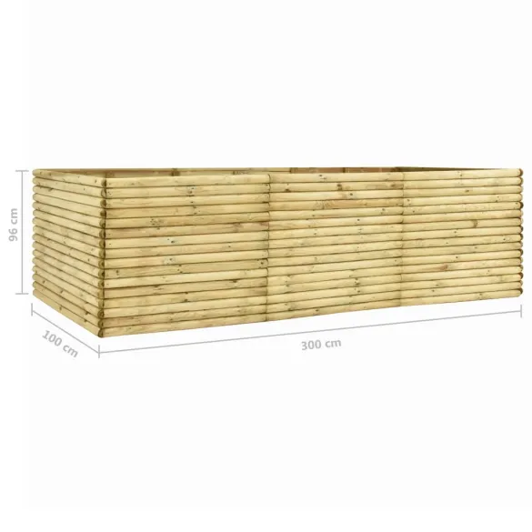 Strat Înălțat Grădină Lemn Pin 300x100x96 cm | Livrare Gratuită