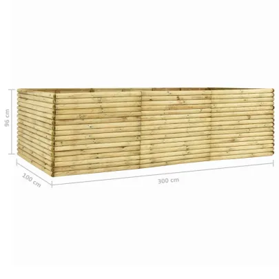 Strat Înălțat Grădină Lemn Pin 300x100x96 cm | Livrare Gratuită