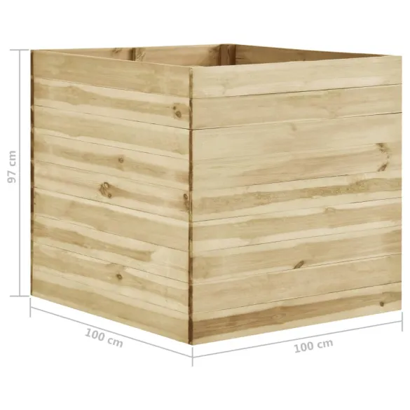 Strat Înălțat Grădină 100x100x97 cm - Lemn Pin Rezistent