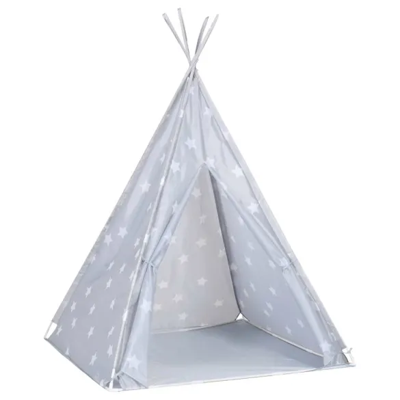 Cort de copii teepee cu geantă - gri - 115x115x160 cm - poliester