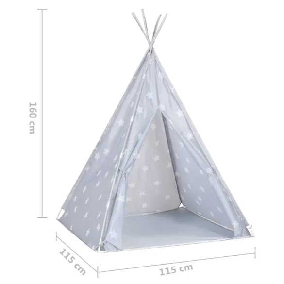 Cort de copii teepee cu geantă - gri - 115x115x160 cm - poliester