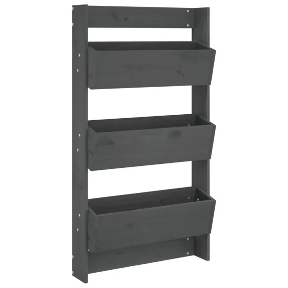 Jardinieră perete 3 niveluri gri lemn pin - Livrare gratuită