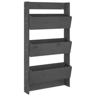 Jardinieră perete 3 niveluri gri lemn pin - Livrare gratuită