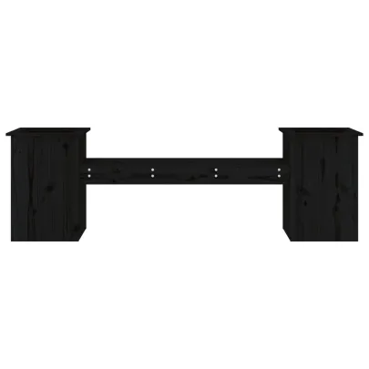 Bancă Jardinieră Exterior - Lemn Masiv de Pin - Negru