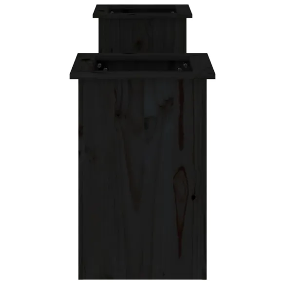 Bancă Jardinieră Exterior - Lemn Masiv de Pin - Negru