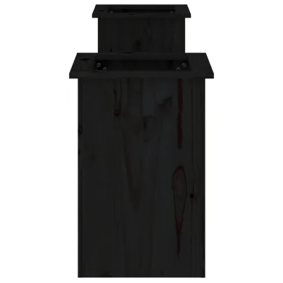 Bancă Jardinieră Exterior - Lemn Masiv de Pin - Negru