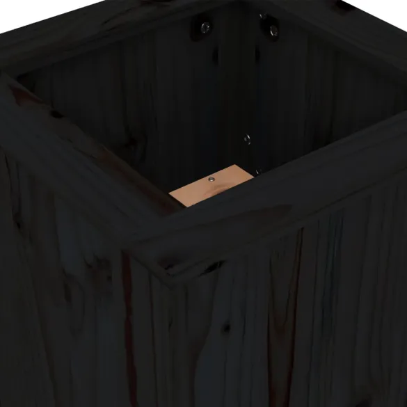 Bancă Jardinieră Exterior - Lemn Masiv de Pin - Negru