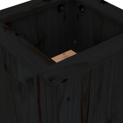 Bancă Jardinieră Exterior - Lemn Masiv de Pin - Negru